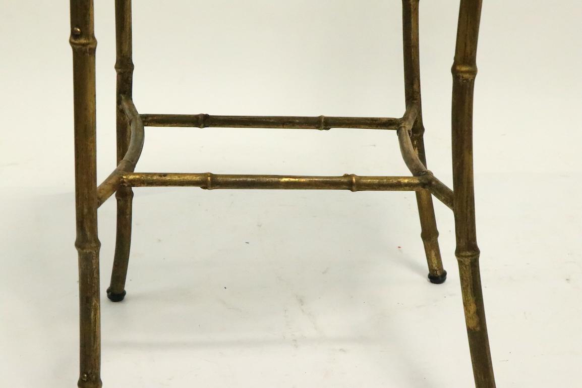 Faux Bamboo Gold Gilt Metal Chair For Sale 1