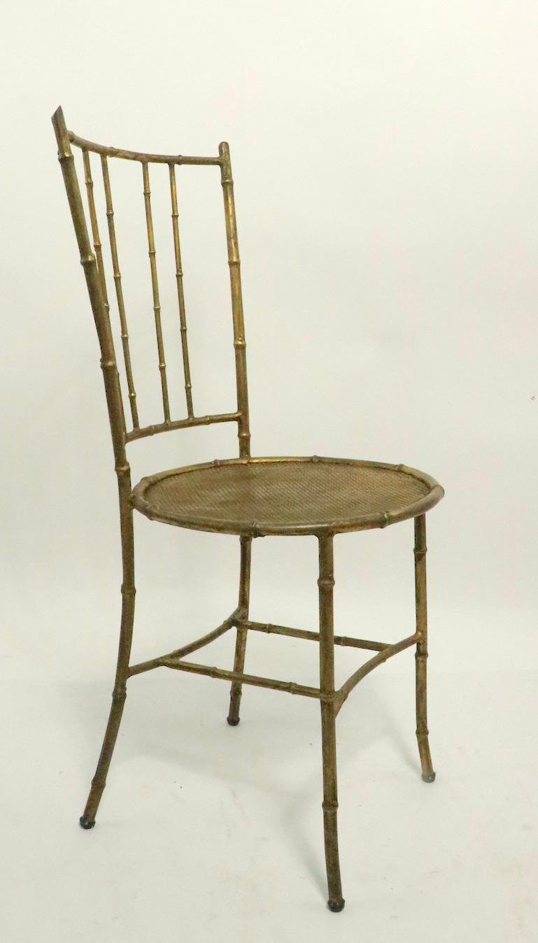 italien Chaise en métal doré faux bambou en vente