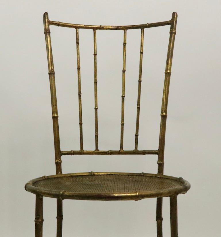 Faux Bamboo Gold Gilt Metal Chair In Good Condition For Sale In New York, NY