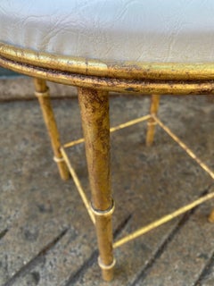 Faux Bamboo Gold Leaf Iron Stool