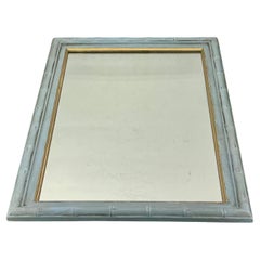 Faux Bamboo Grau Blau lackiert Rechteckiger Wandspiegel