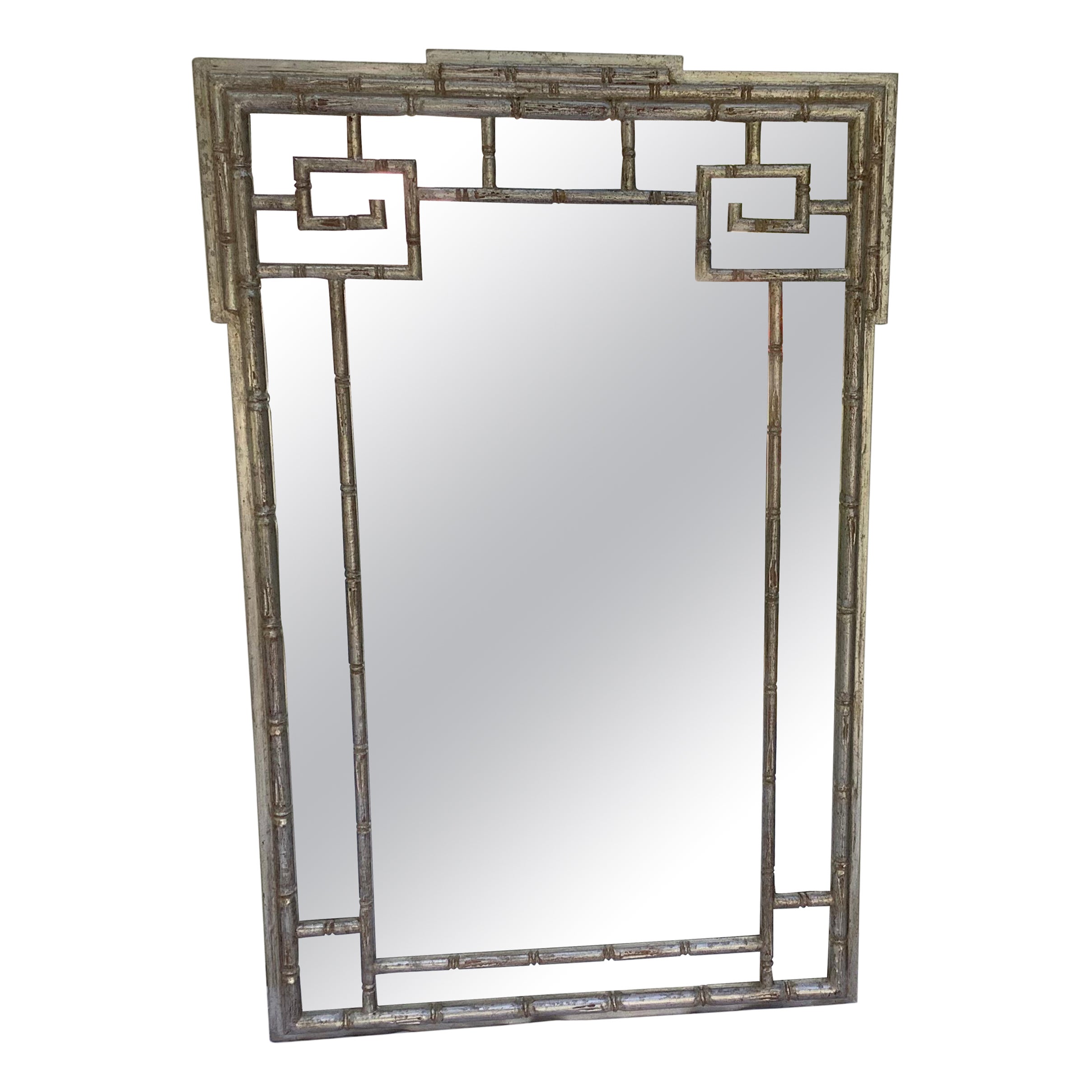 Miroir italien en faux bambou à motif clé grecque, par Palladio