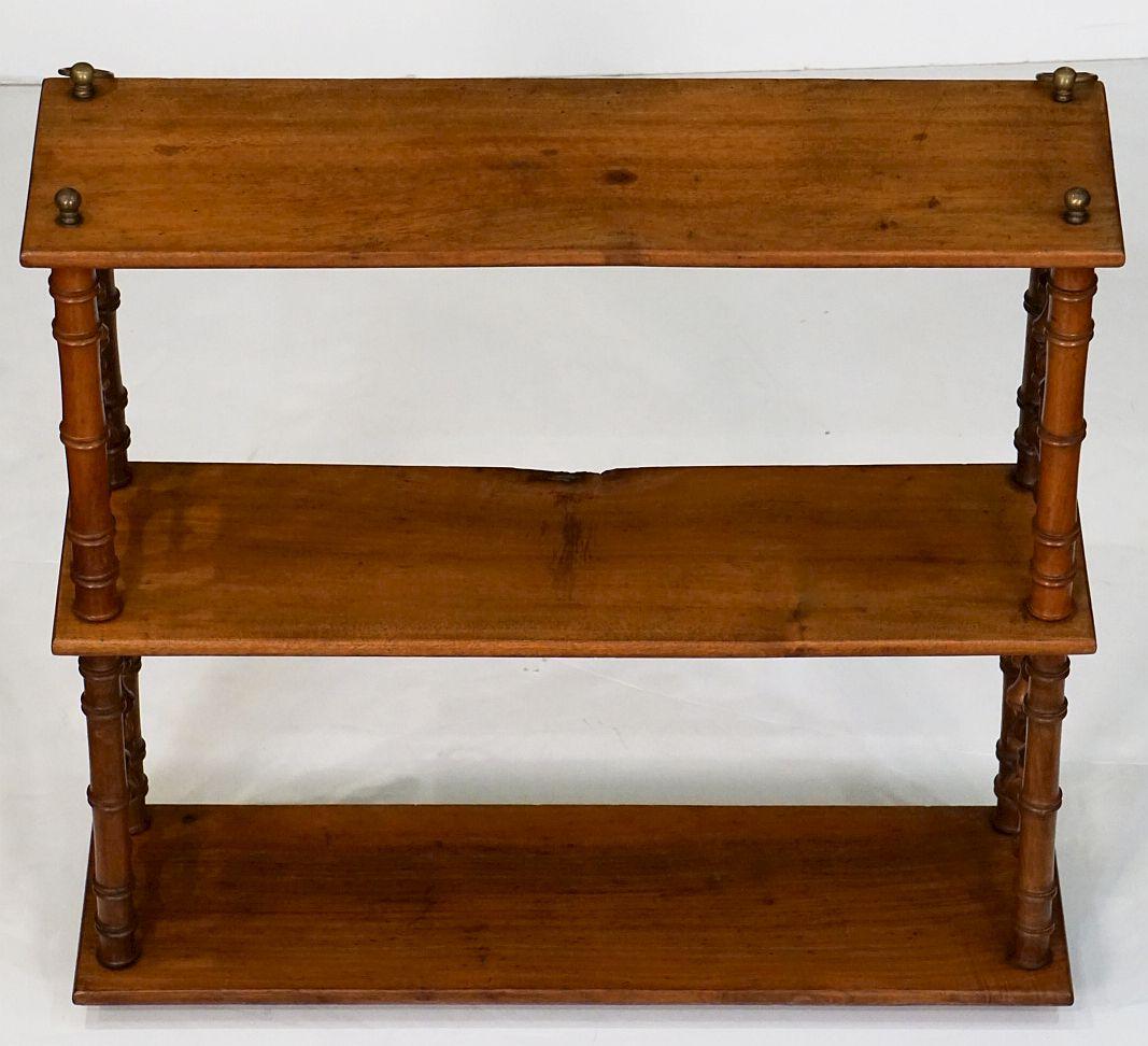 Faux Bamboo Hanging Shelf of Walnut from France 3