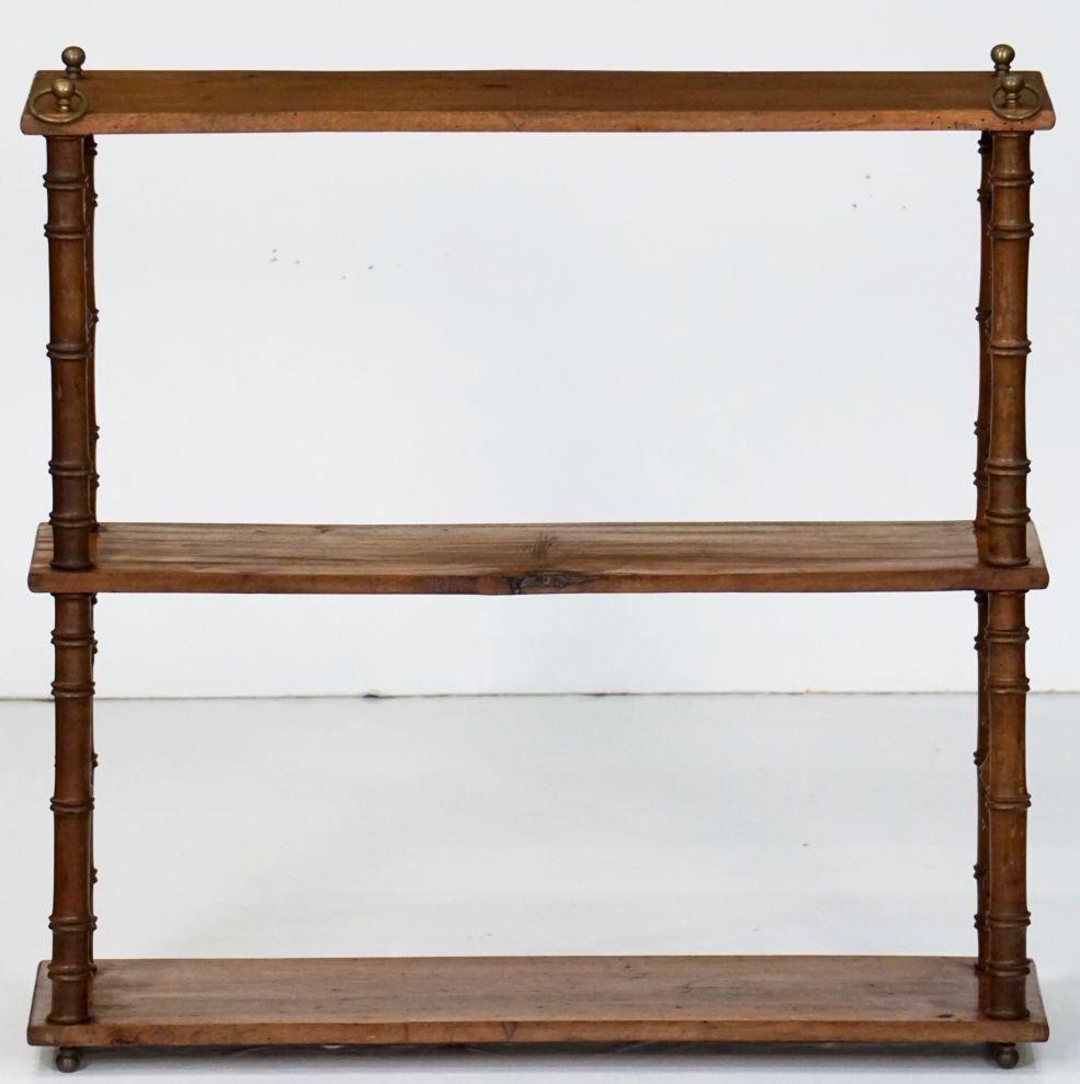 Faux Bamboo Hanging Shelf of Walnut from France 10