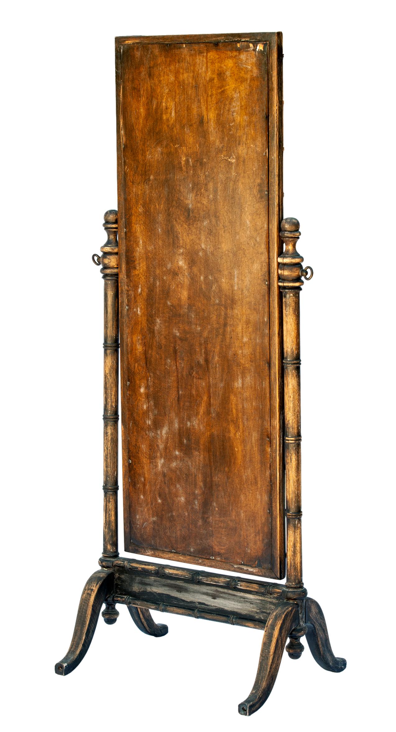 American Faux Bamboo Hardwood Cheval Mirror