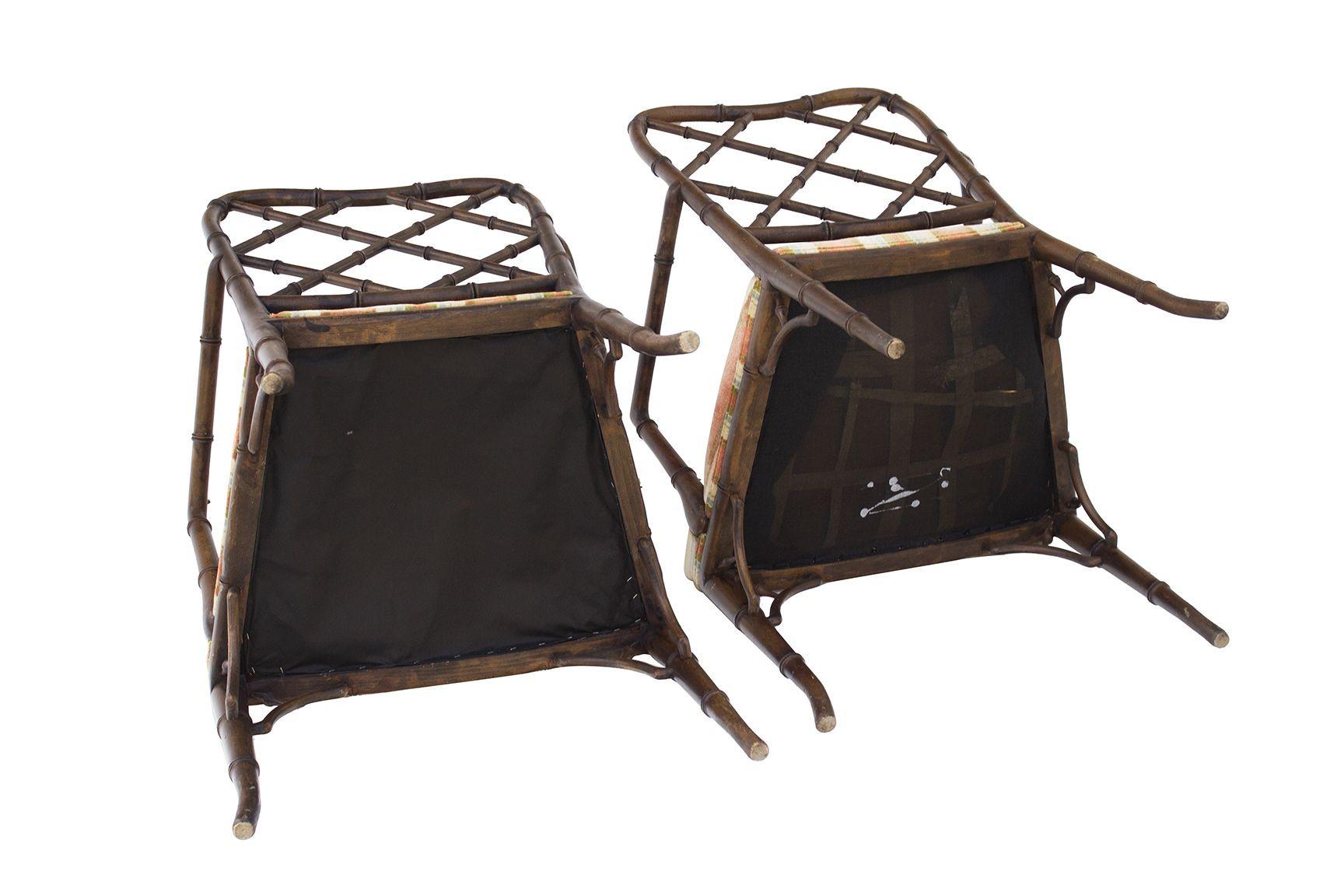 Faux Bamboo Hollywood Regency Armchairs, Pair For Sale 4