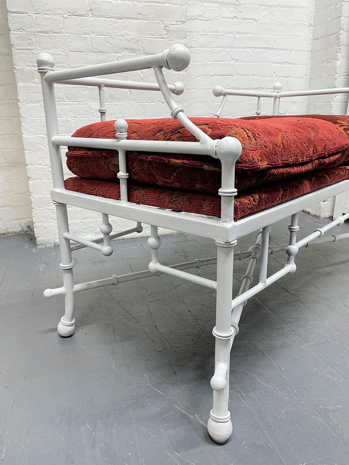 Faux Bamboo Iron Bench In Good Condition For Sale In New York, NY