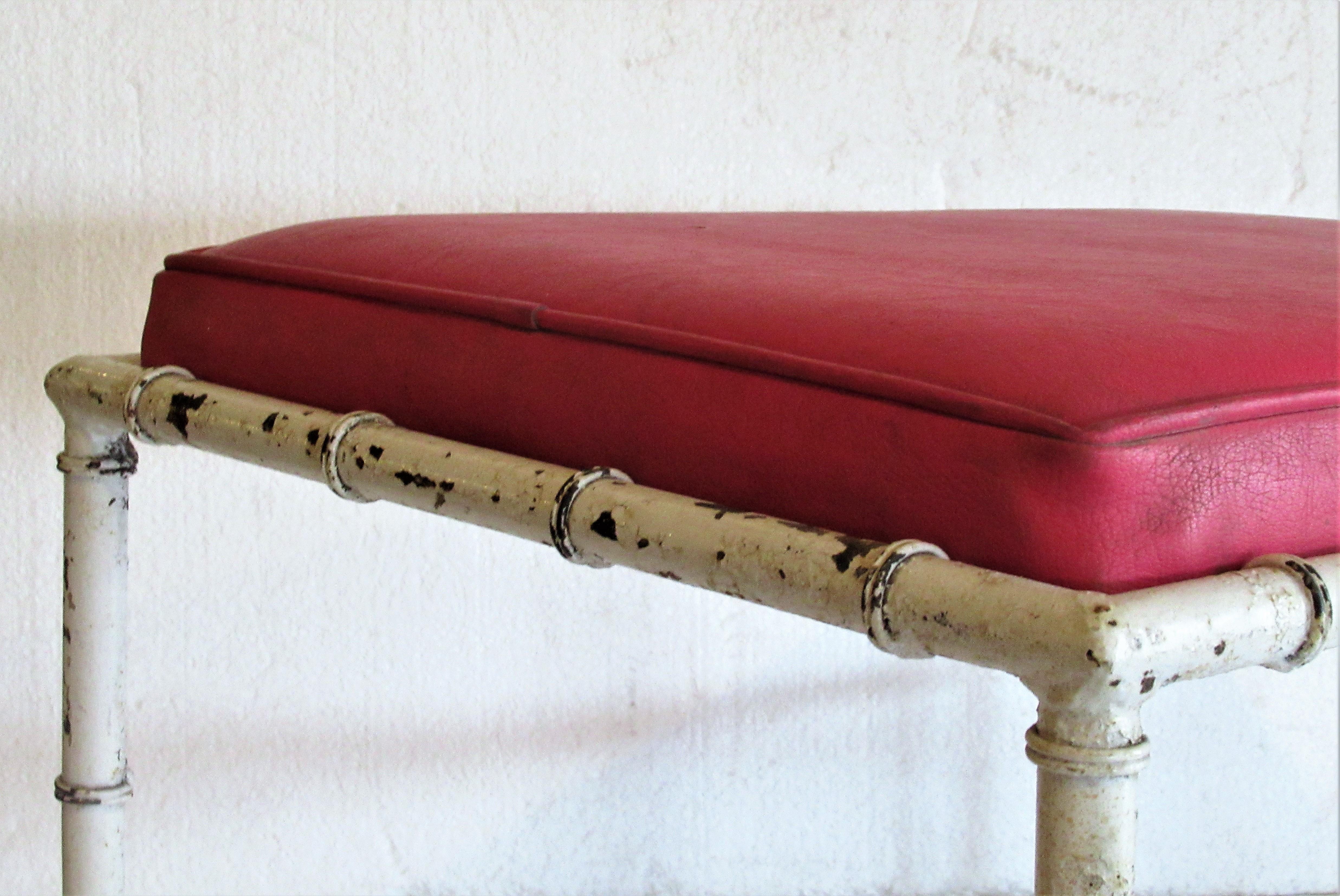 Painted Faux Bamboo Iron Stool