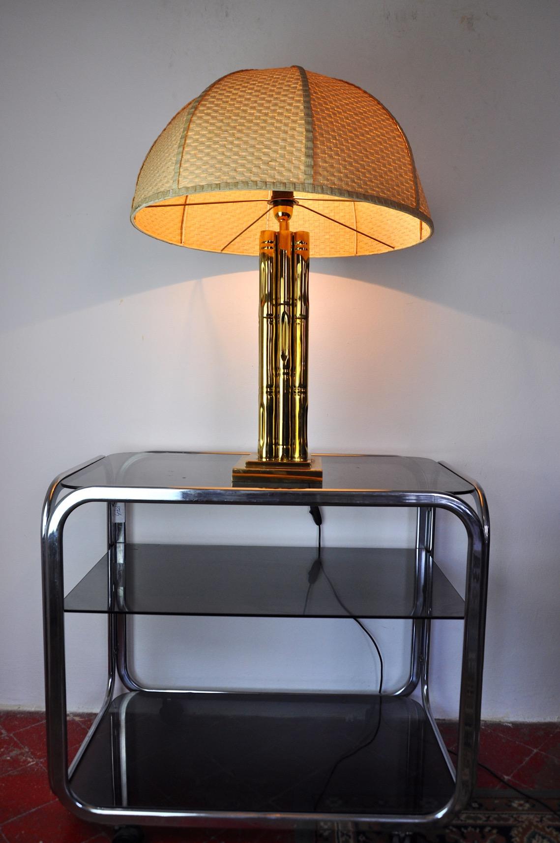 Lampe aus Messingimitat aus Kunstbambus, Frankreich, 1970 (Ende des 20. Jahrhunderts) im Angebot