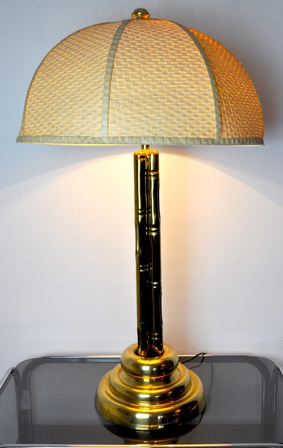 Faux Bamboo Lamp in Brass Regency France 1970 For Sale 2