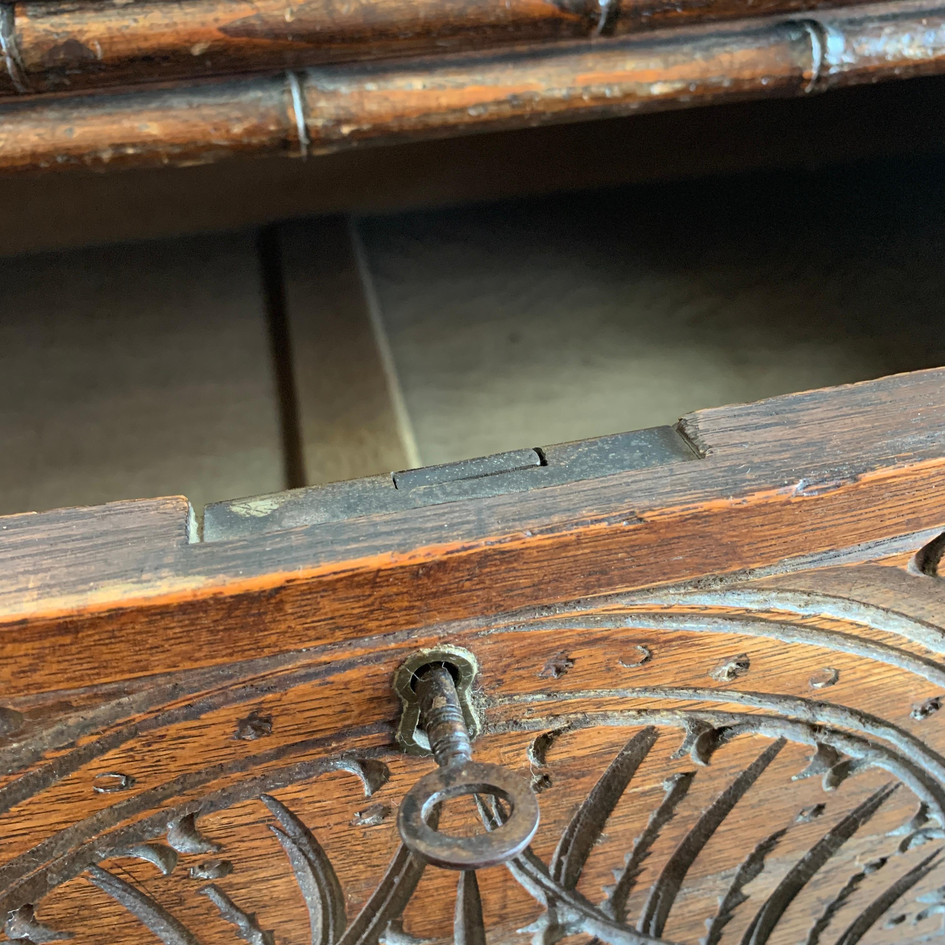 Faux Bamboo Late Victorian Secrétaire, Chest of Drawers 1