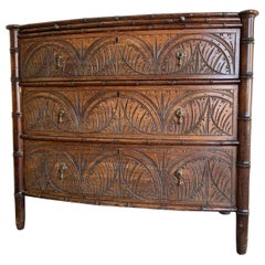 Faux Bamboo Late Victorian Secrétaire, Chest of Drawers