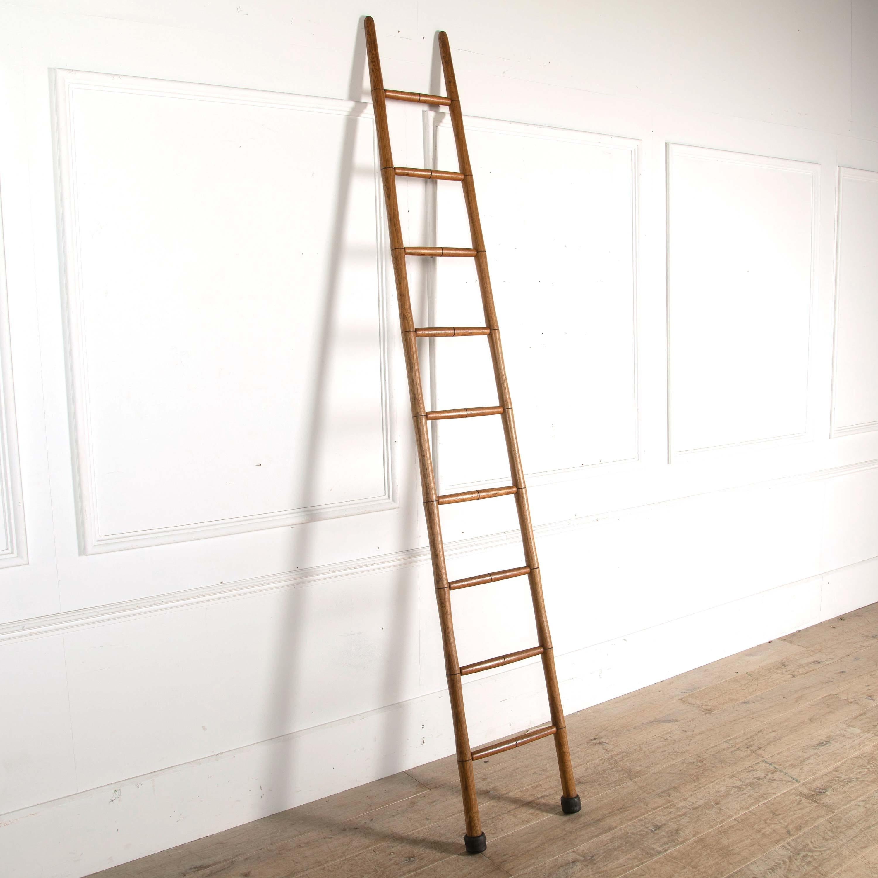 French faux bamboo library ladder. Extremely sturdy and made from ash.