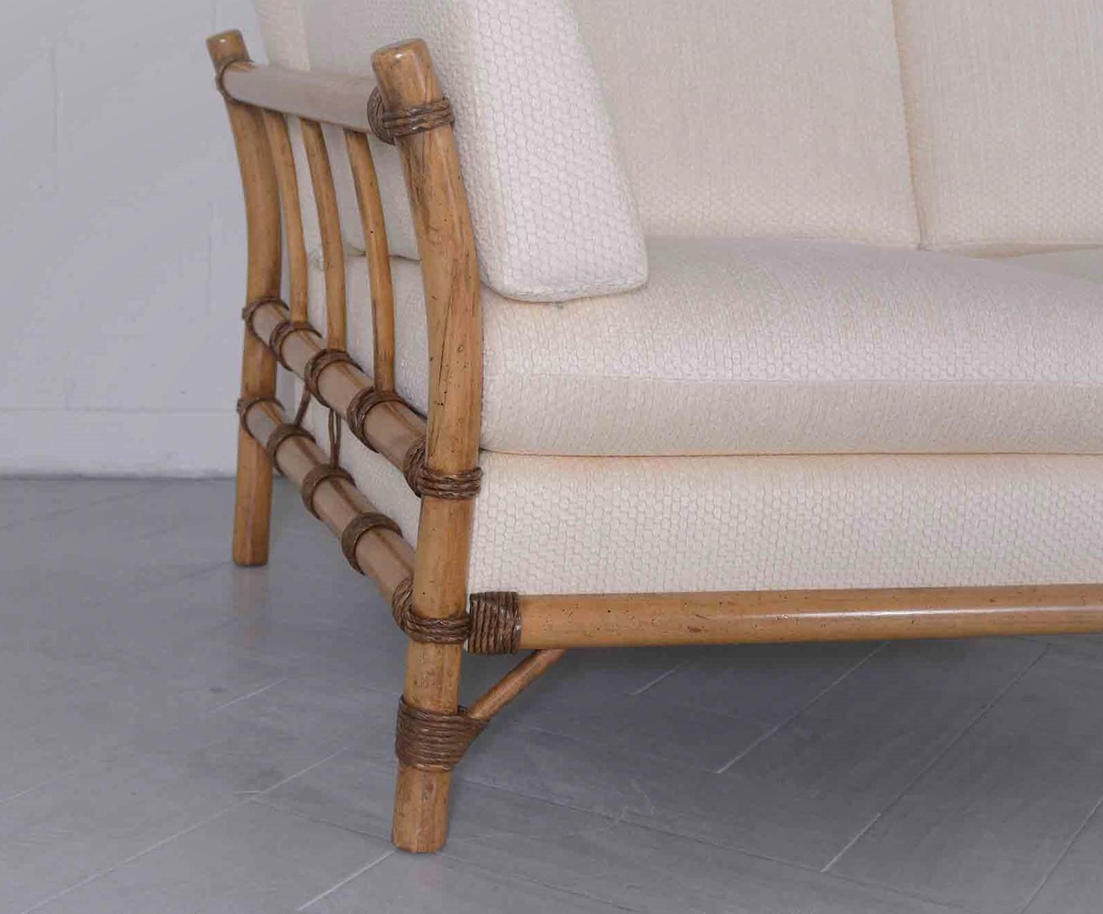 Upholstery Restored 1970s Faux Bamboo Loveseat