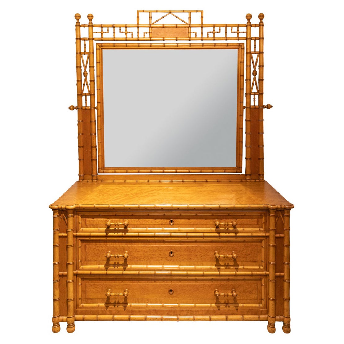 Faux Bamboo Low Three Drawer Chest by Horner