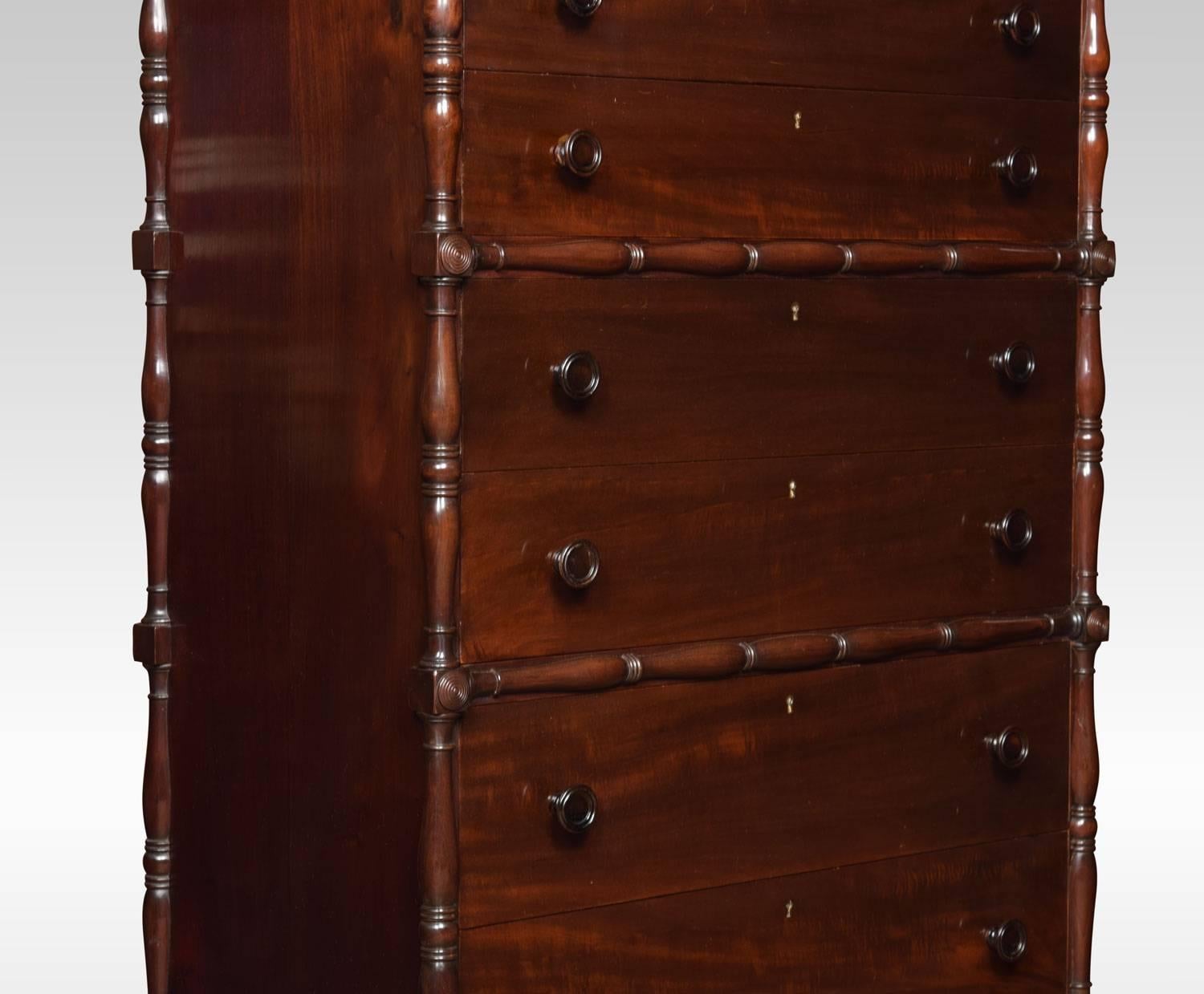 Faux Bamboo Mahogany Chest of Draws In Good Condition In Cheshire, GB