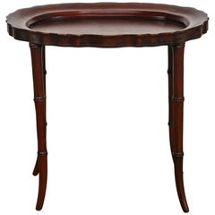 Faux Bamboo Mahogany Tray Table or Drinks Table