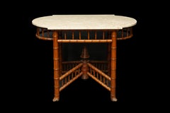 Faux Bamboo & Marble Top Center Table