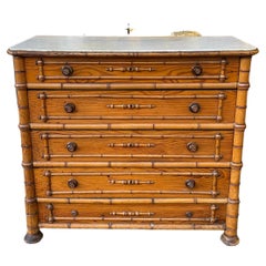 Faux bamboo marble top chest early 20th century
