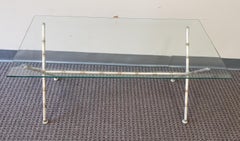 Faux Bamboo Metal and Glass Top Cocktail Table Coffee Table