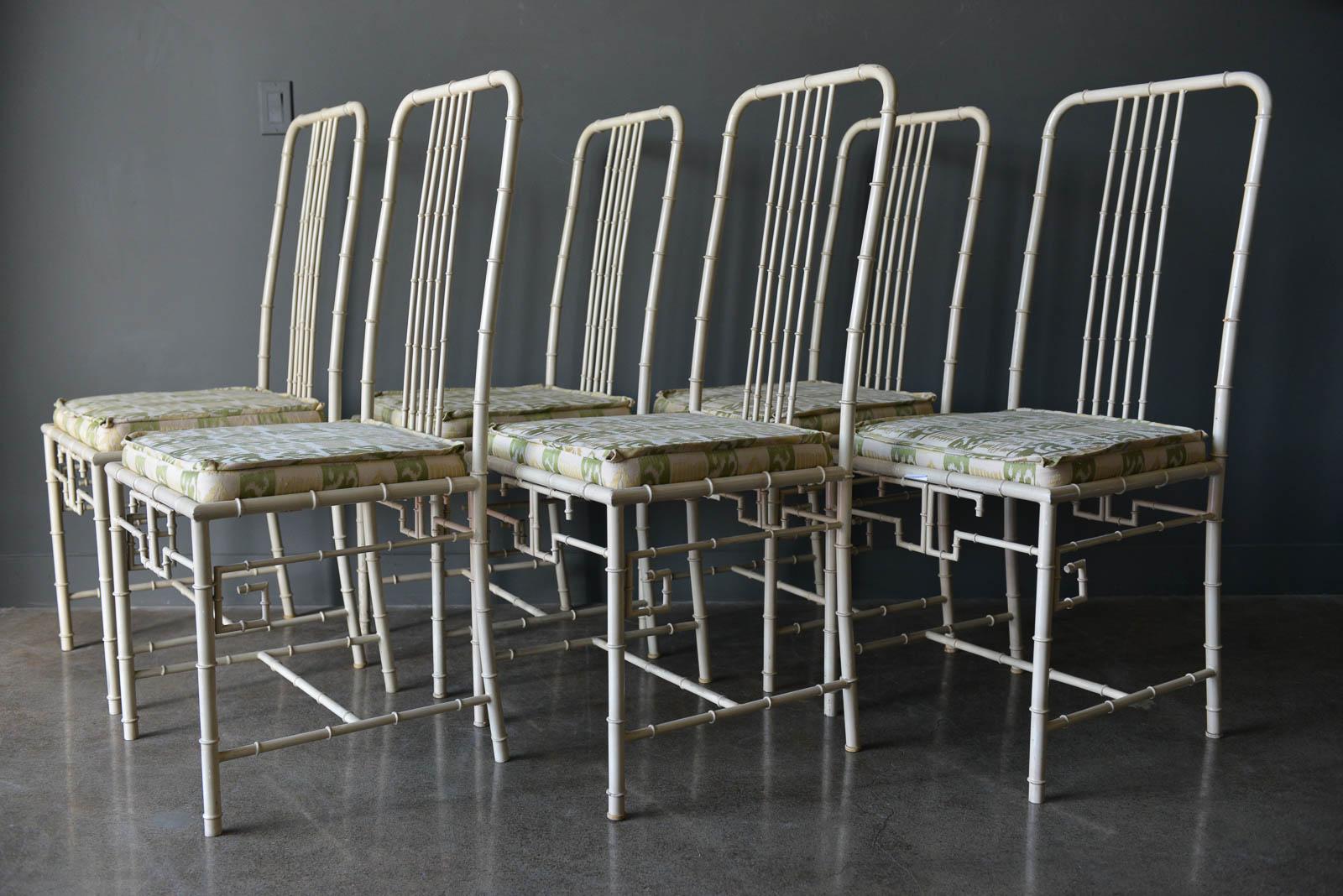 American Faux Bamboo Metal Dining Chairs, ca. 1970