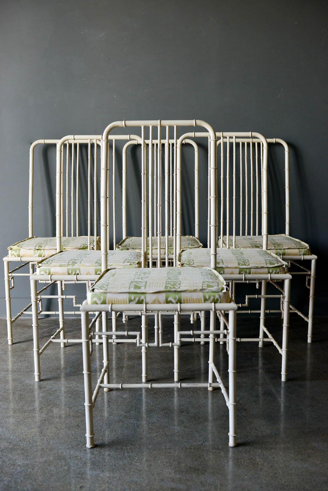 Late 20th Century Faux Bamboo Metal Dining Chairs, ca. 1970