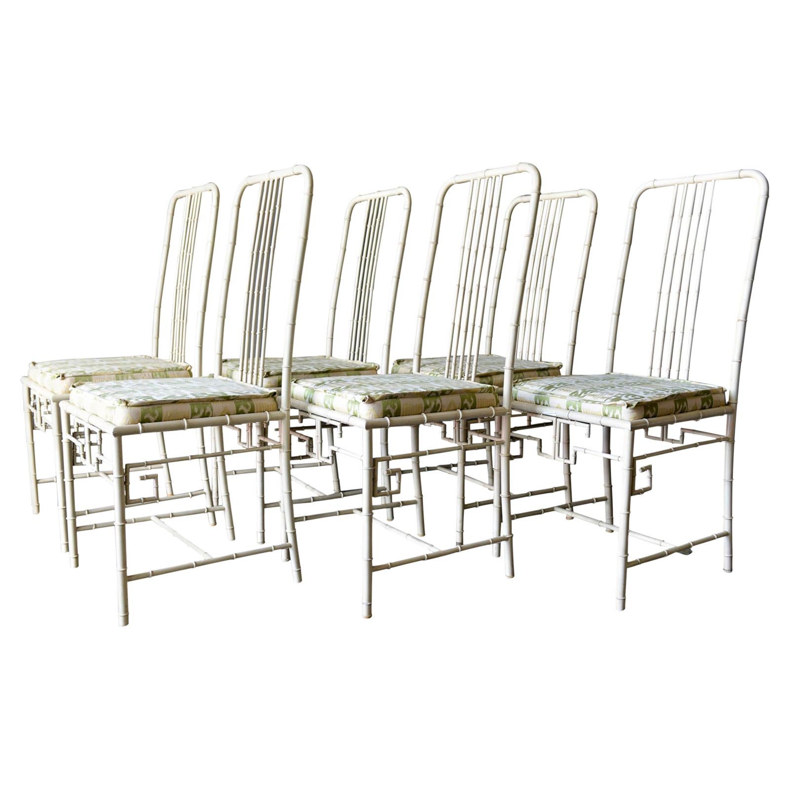 Set 6 Large Scale Faux Bamboo Metal Chairs at 1stDibs