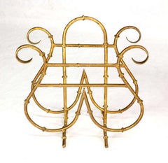 Faux Bamboo Metal Magazine Rack, Hollywood Regency Style