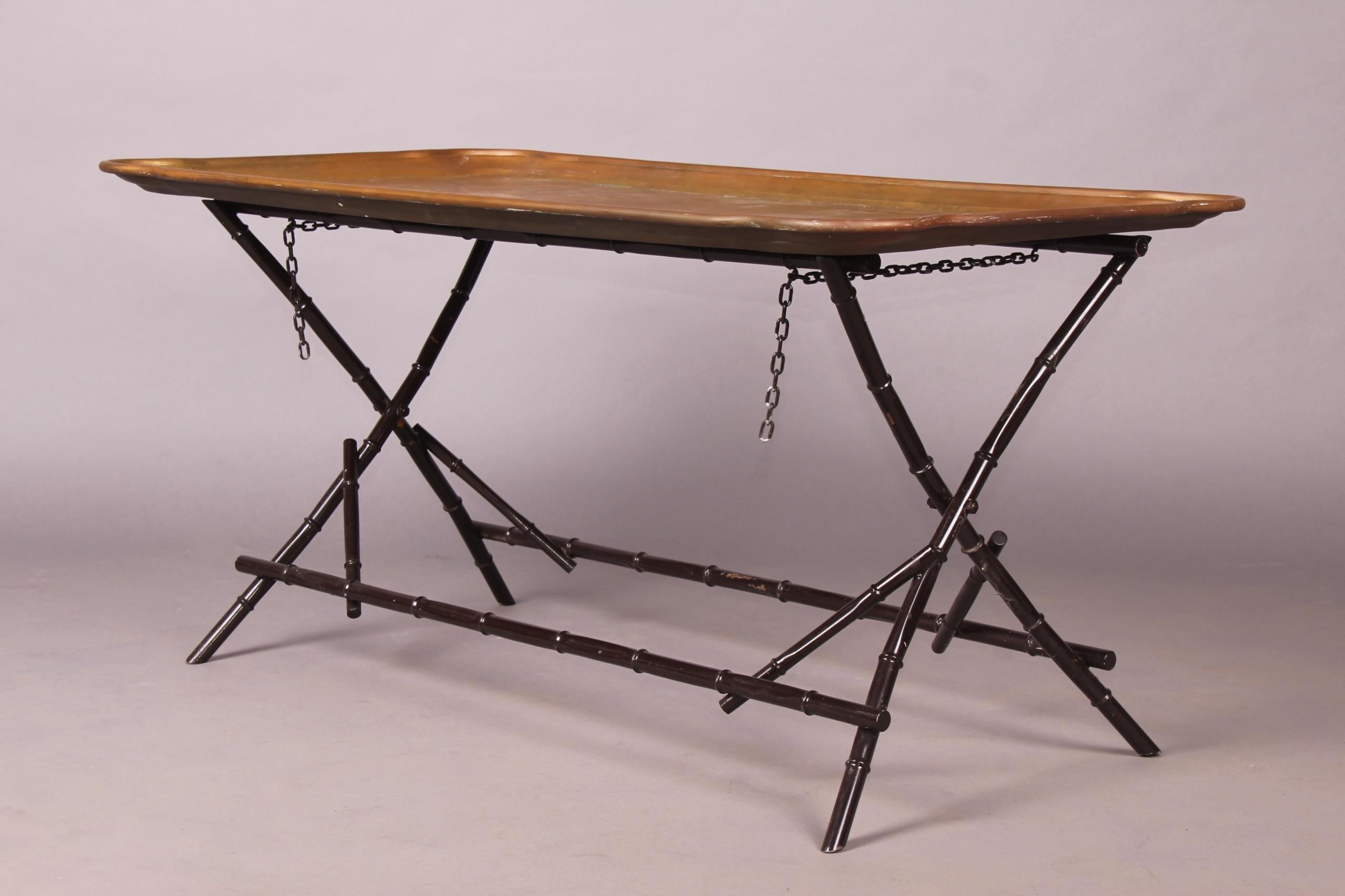Late 20th Century Faux Bamboo Metal Modulable Coffee Table