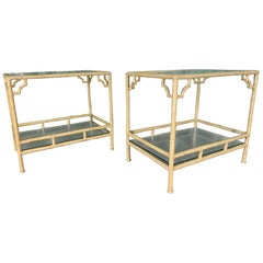 Tables d'extrémité de patio en métal et faux bambou par Meadowcraft
