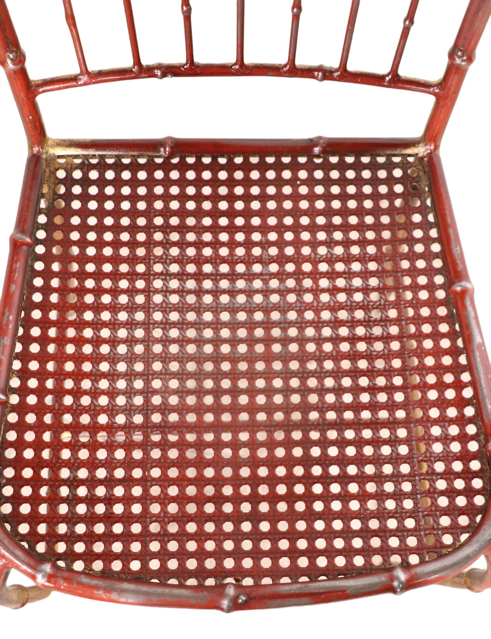 Faux Bamboo Metal Side Chair For Sale 3