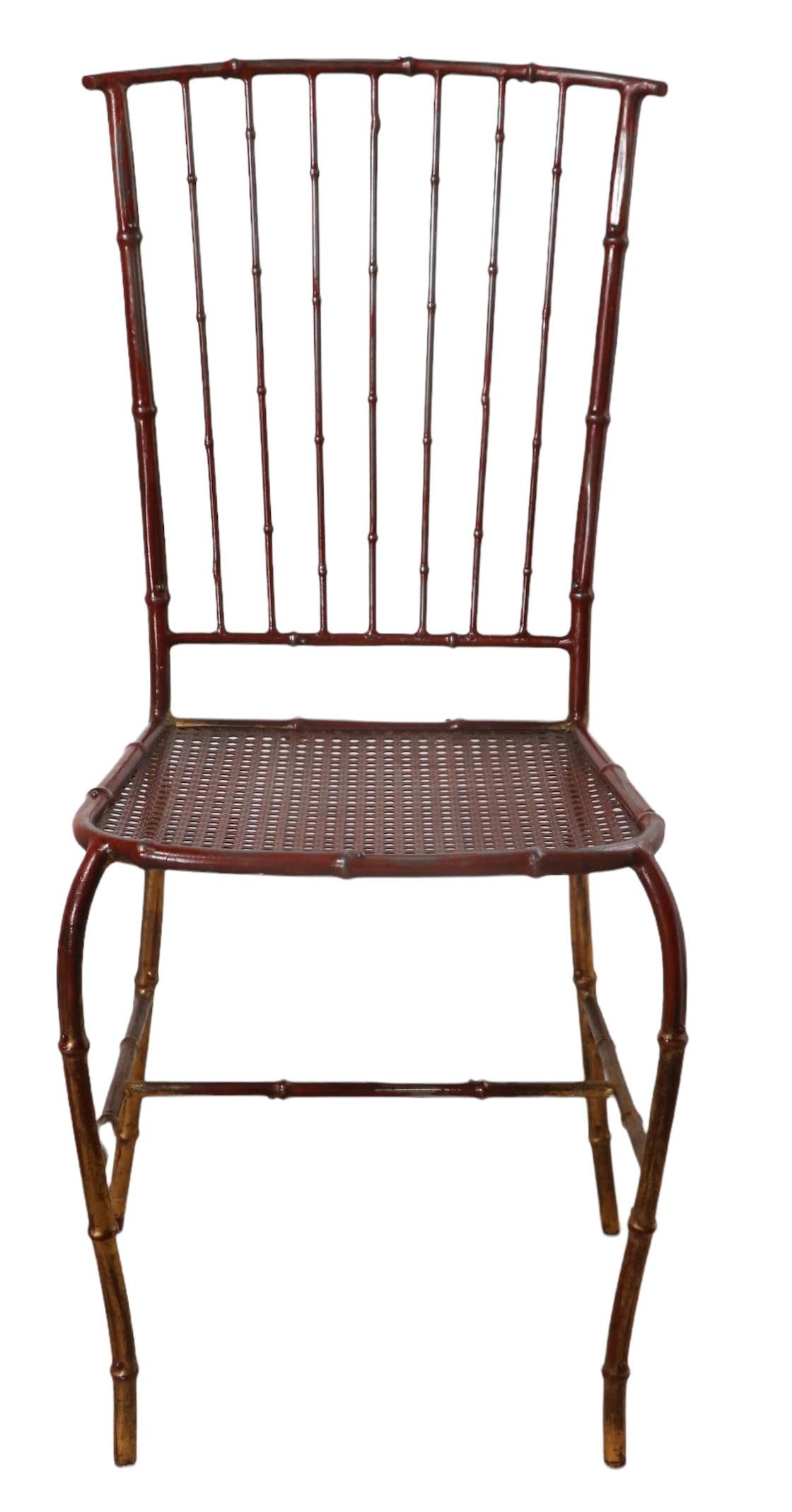 Faux Bamboo Metal Side Chair For Sale 4