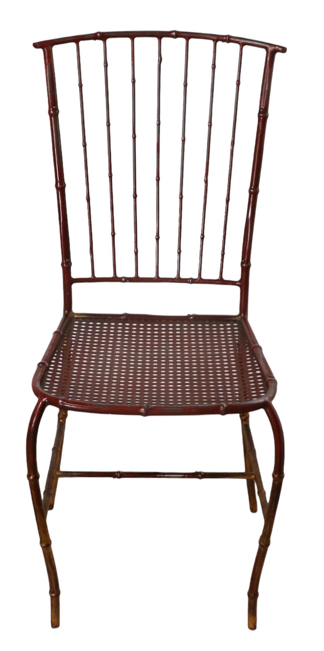 Faux Bamboo Metal Side Chair For Sale 5