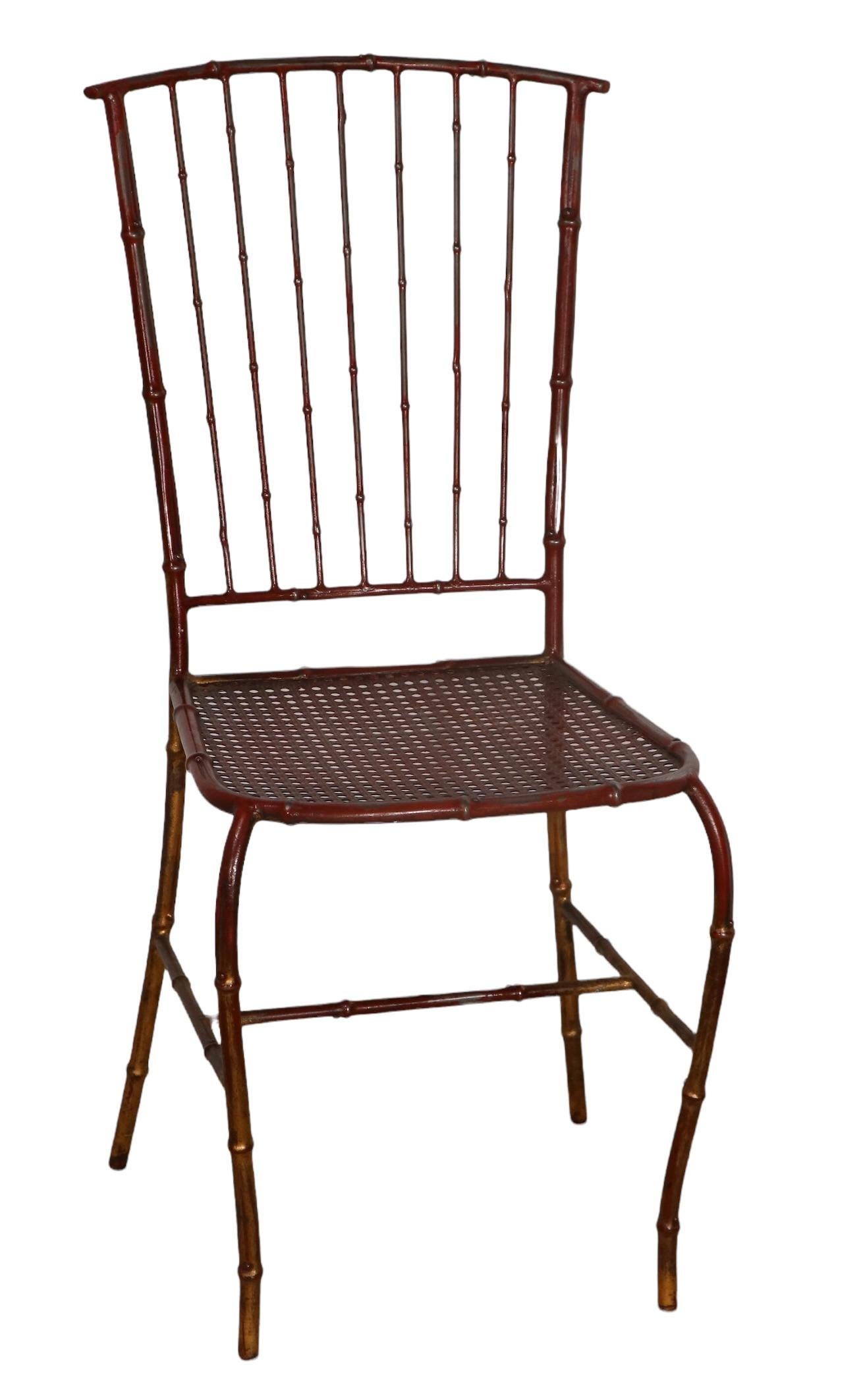 Faux Bamboo Metal Side Chair For Sale 6