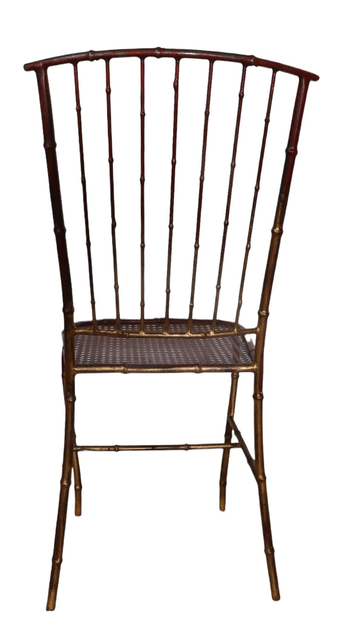American Faux Bamboo Metal Side Chair For Sale