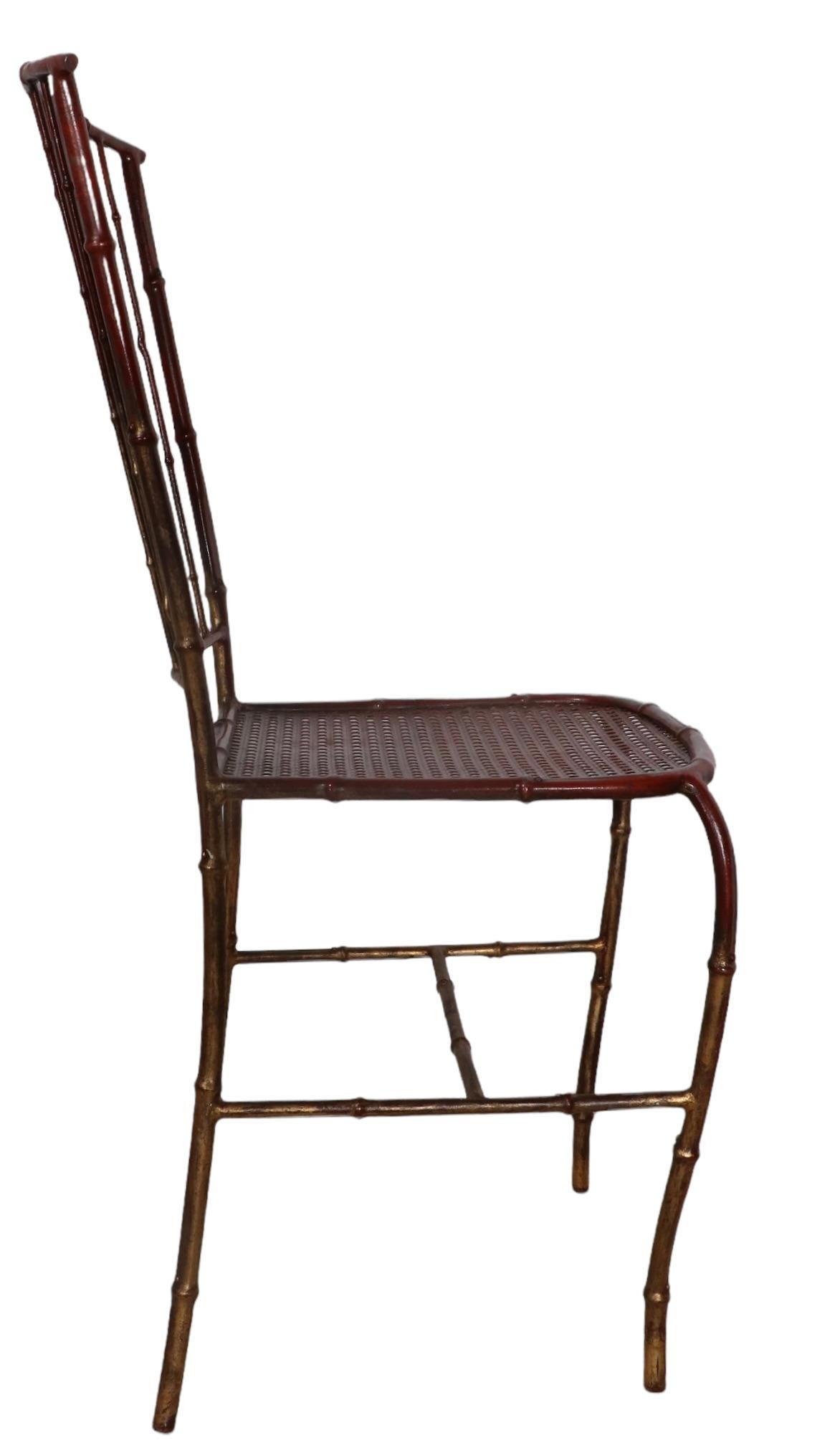 Faux Bamboo Metal Side Chair In Good Condition For Sale In New York, NY