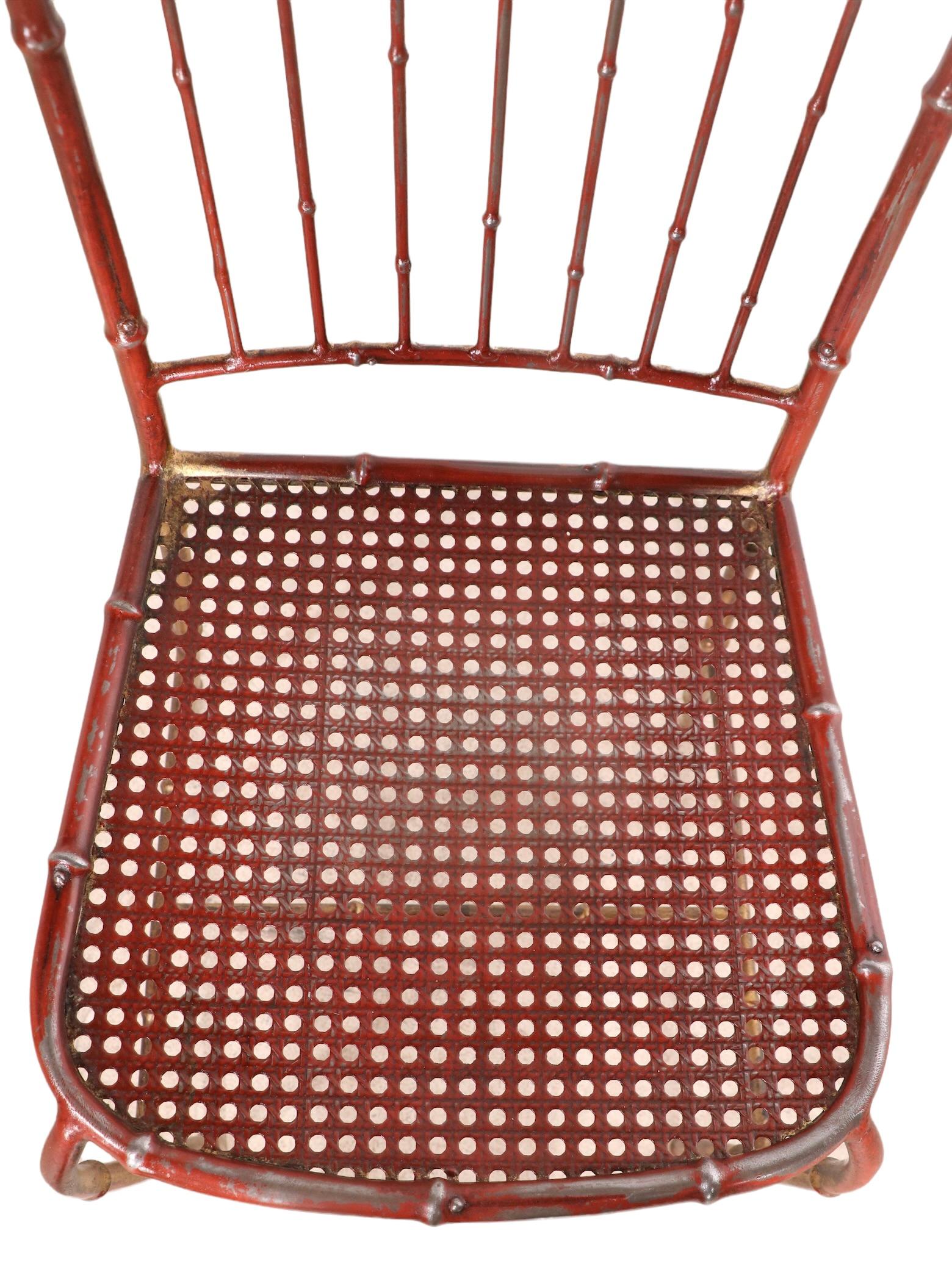 Faux Bamboo Metal Side Chair For Sale 2