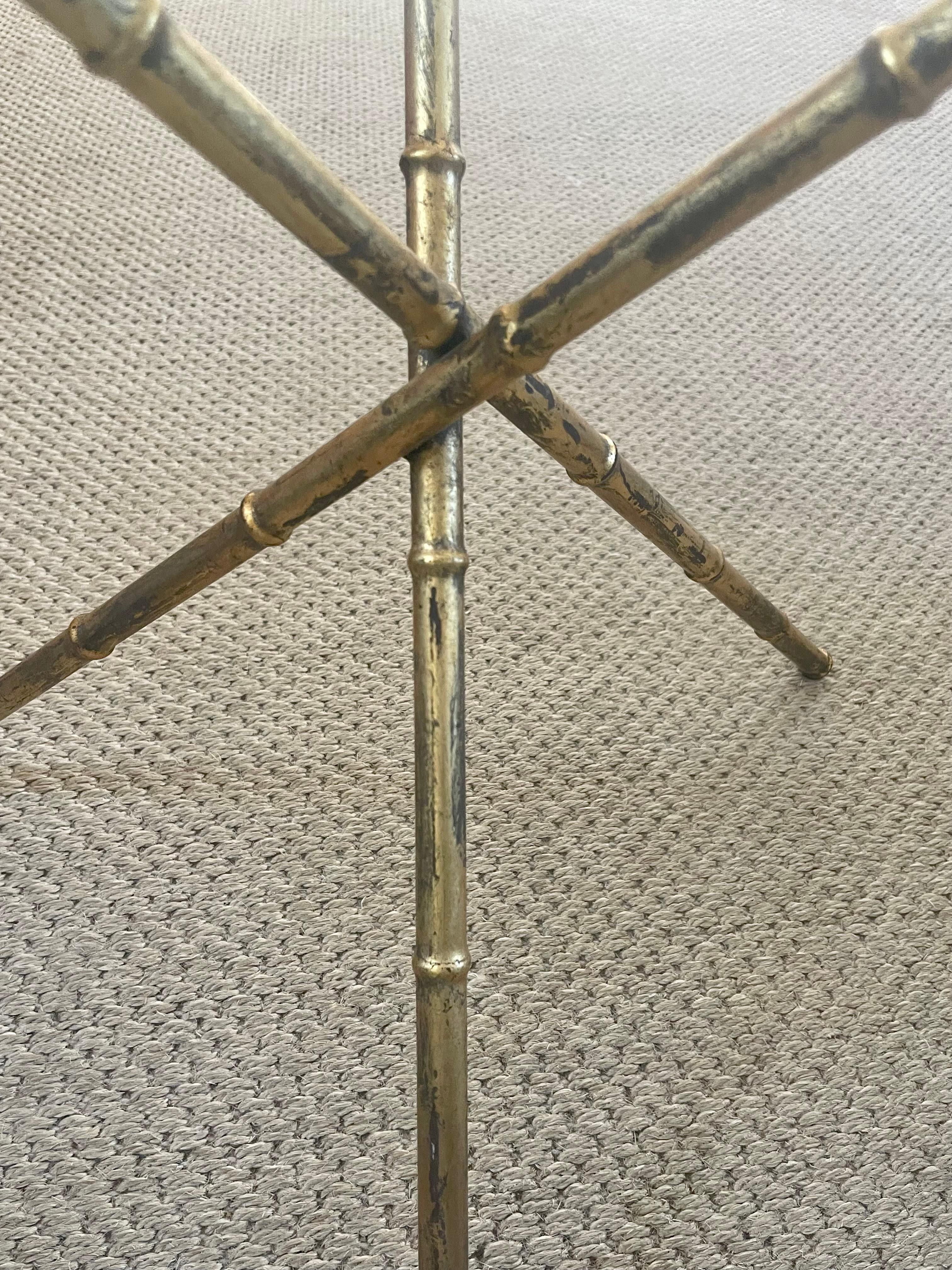 American Faux Bamboo Metal Side Table For Sale