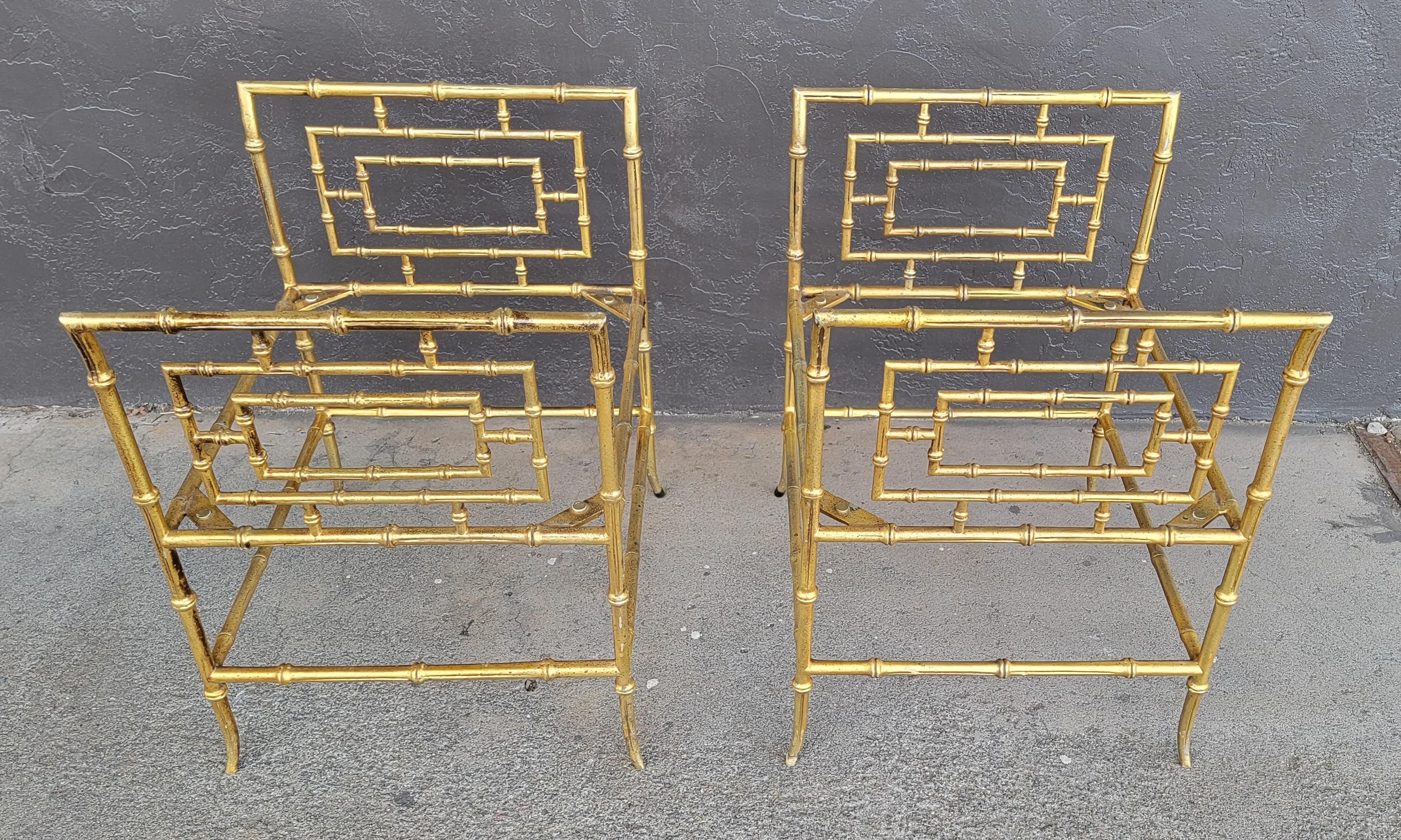 Faux Bamboo Metal Stools Converted to End Tables 7