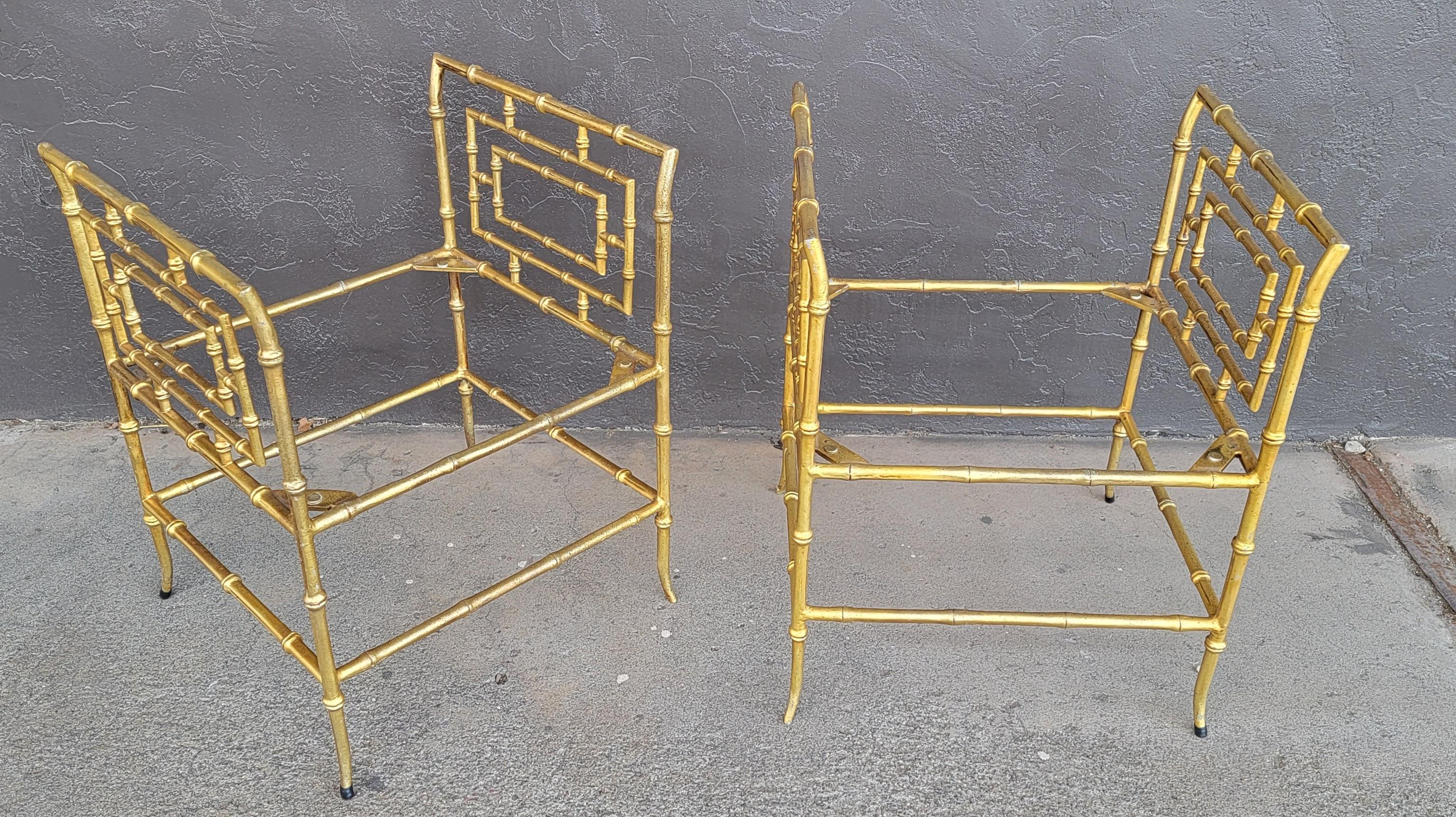 Faux Bamboo Metal Stools Converted to End Tables In Good Condition In Fulton, CA