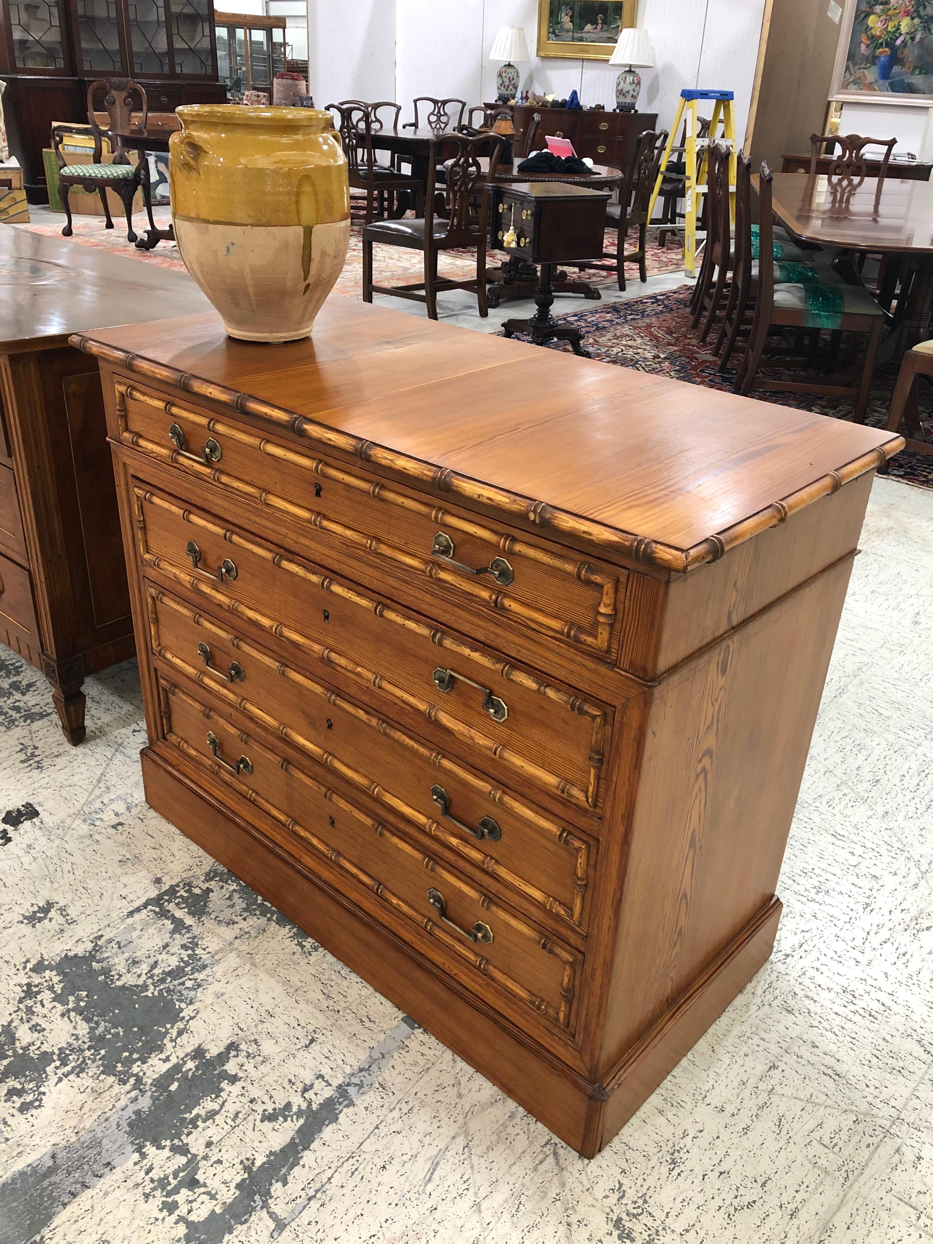 Chippendale Faux Bamboo Mid-19th Century 4-Drawer Chest