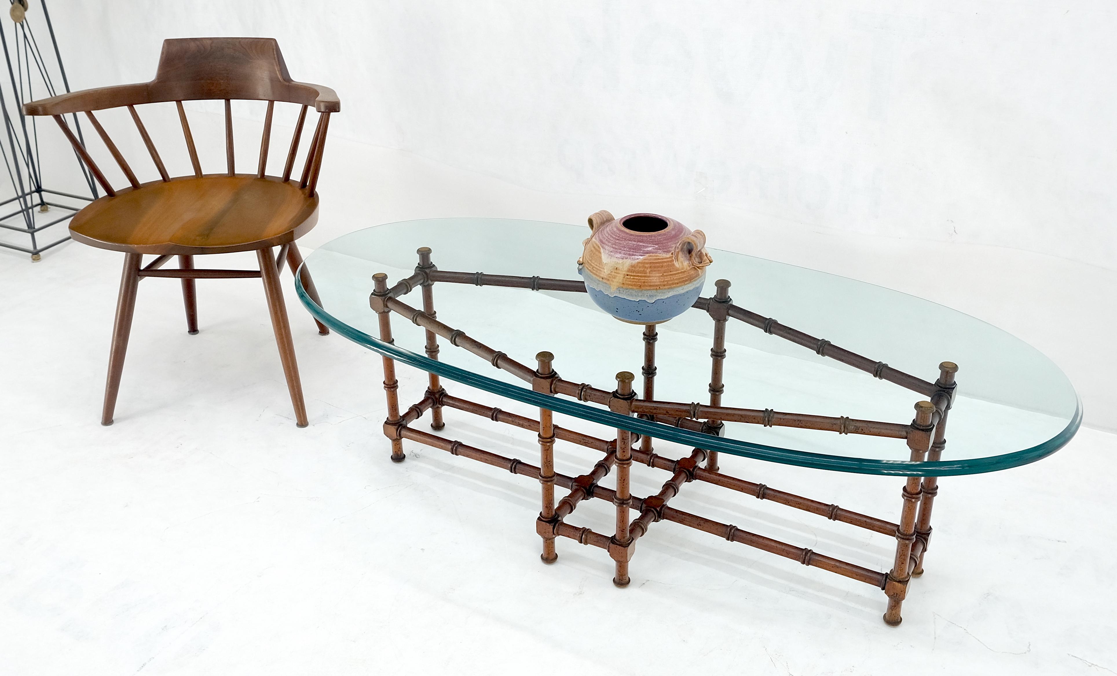 Vetro Tavolino da caffè in finto bambù Mid Century Modern Hollywood Regency con spessore di 3/4