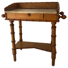 Antique Faux Bamboo Miniature Washstand with Marble Top