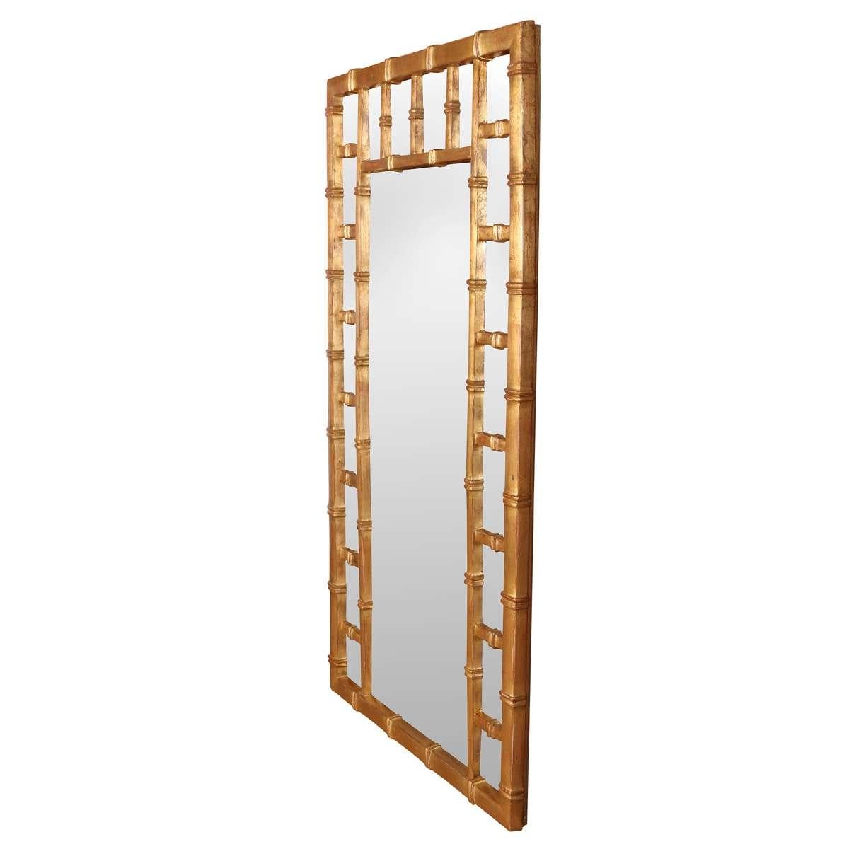 Hollywood Regency Faux Bamboo Mirror For Sale