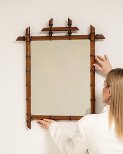 Vintage Faux Bamboo Wall Mirror, French Design, Circa 1900