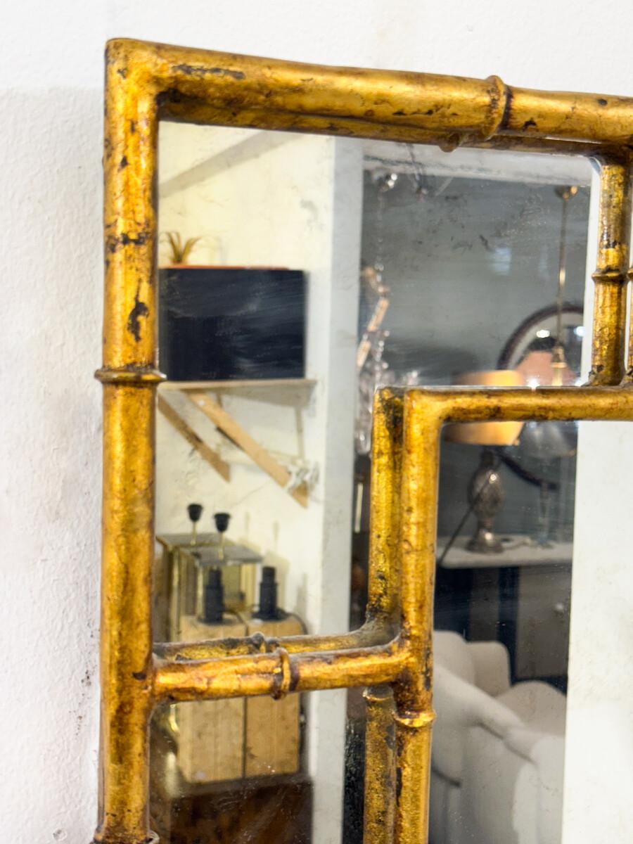 Faux Bois Faux bamboo Mirror, Gilded Metal