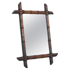 Faux Bamboo Mirror in Solid Wood 1940s