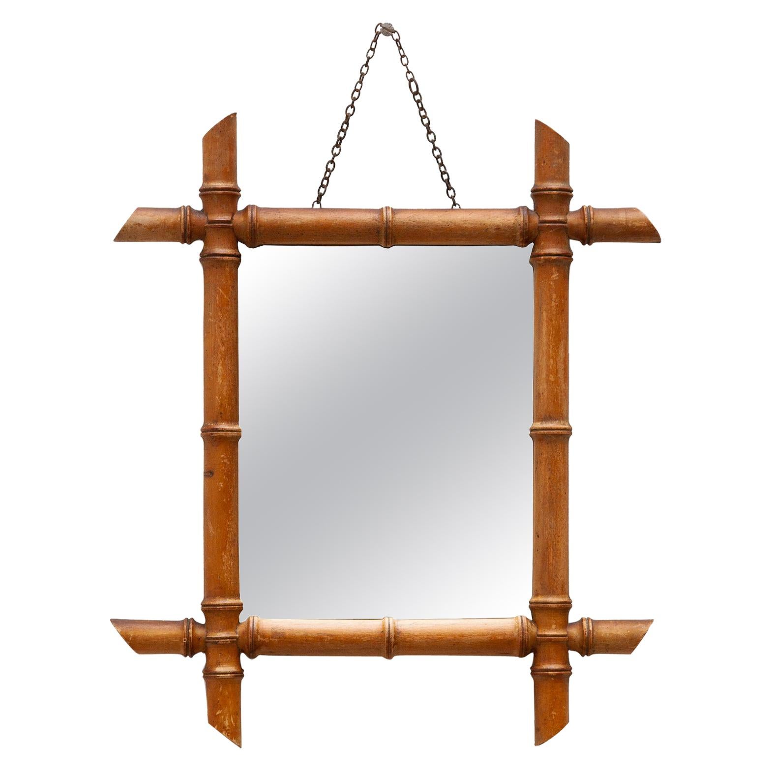 Faux Bamboo Mirror, Maison Ch. Sarlotte, 1930s, France