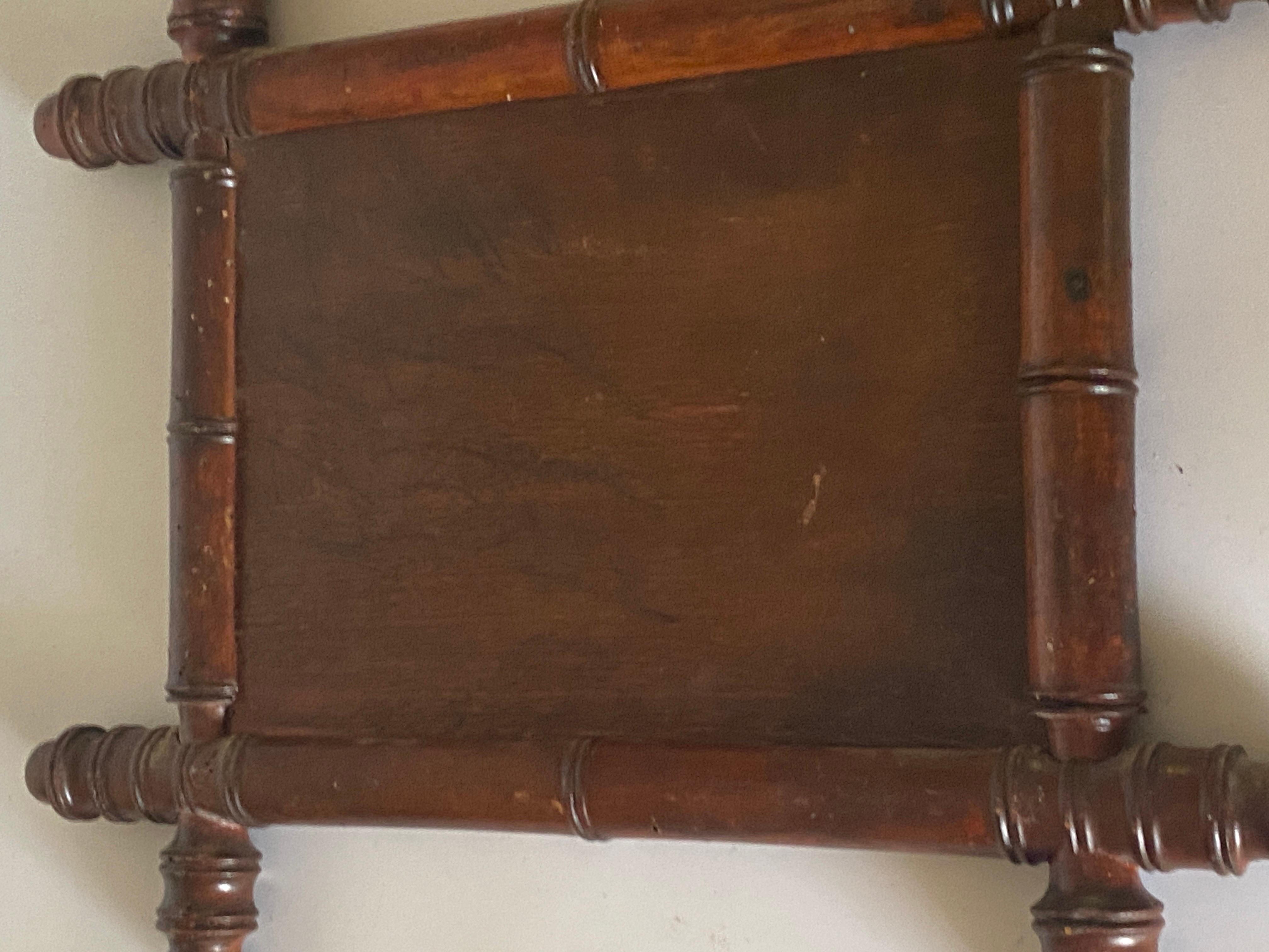 French Faux Bamboo Mirror, Small Size, Brown Color, France circa 1940 For Sale