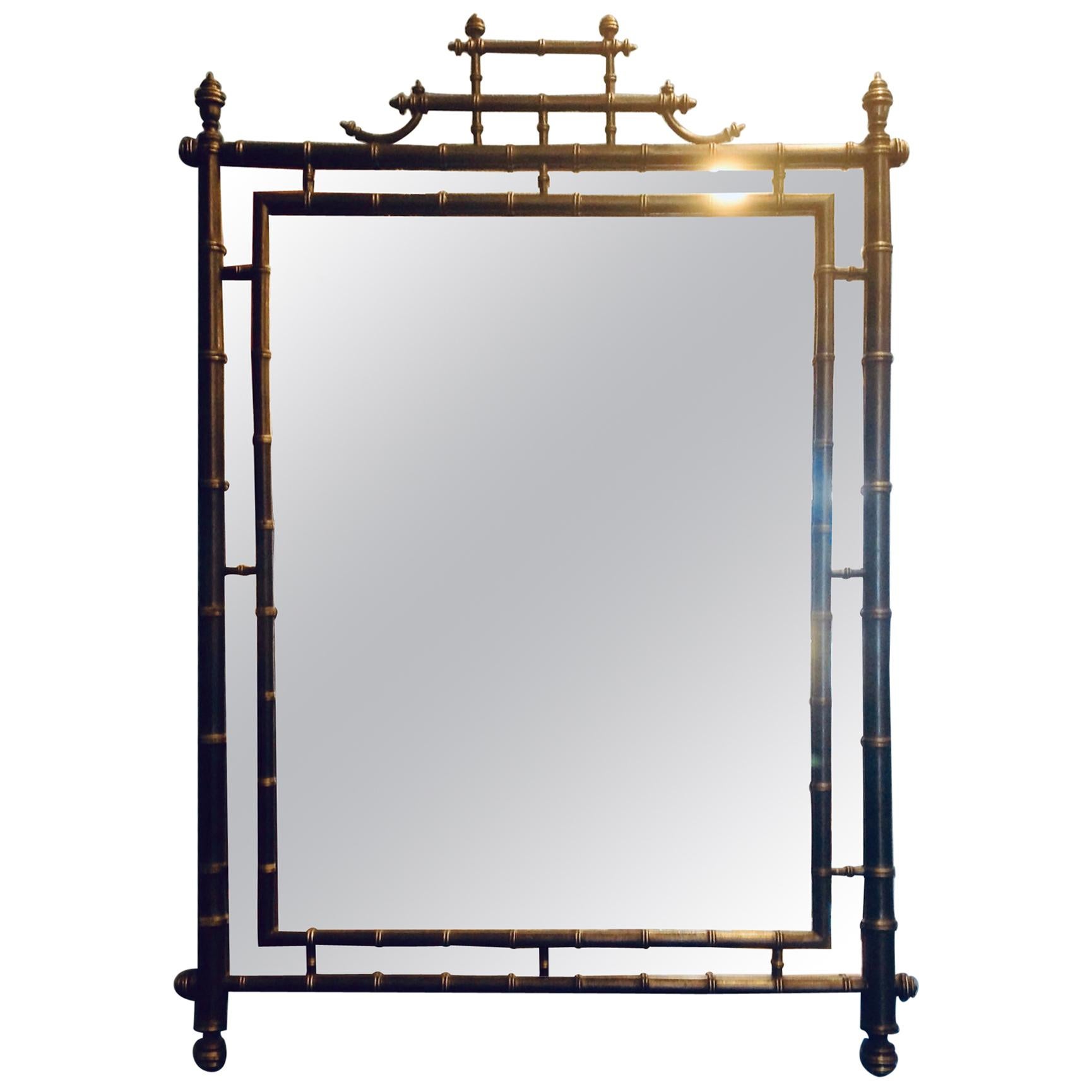 Faux Bamboo Mirror with Pagoda Top